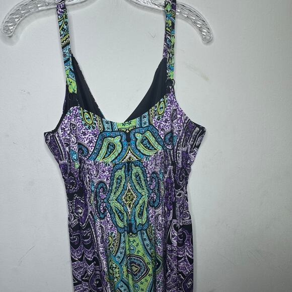 Avenue Maxi Dress 18/20 Paisley Print Sleeveless V-Neck Stretch Boho Summer - Picture 10 of 12